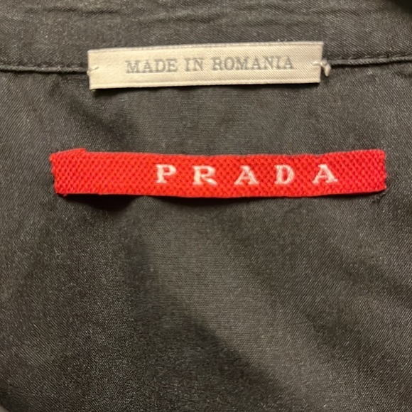 Prada Black Button Down Shirt with Zippered Breast Pocket - Picture 4 of 16